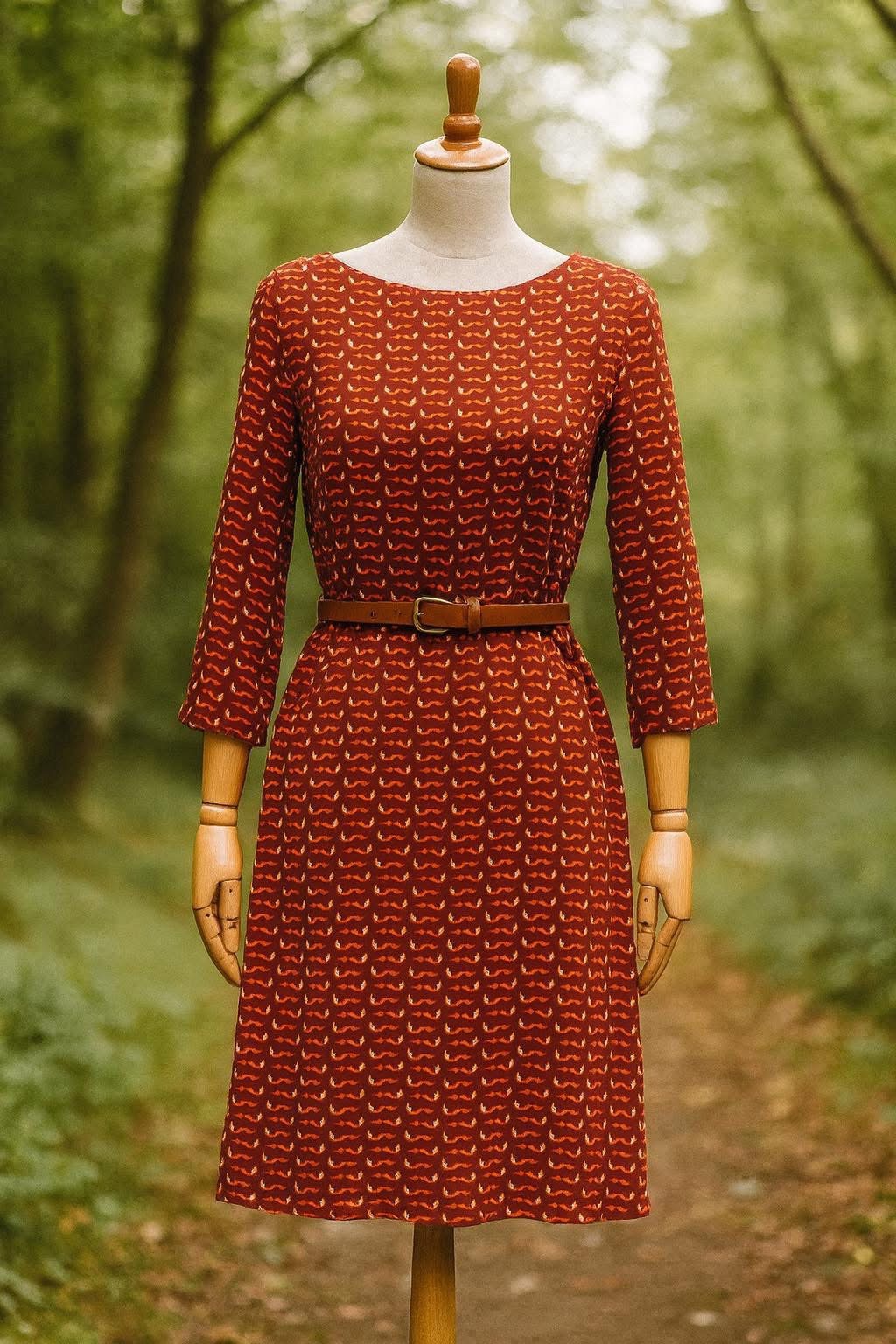 Robe fluide bordeaux imprimé renards LolaLiza – Taille XS — vue 1