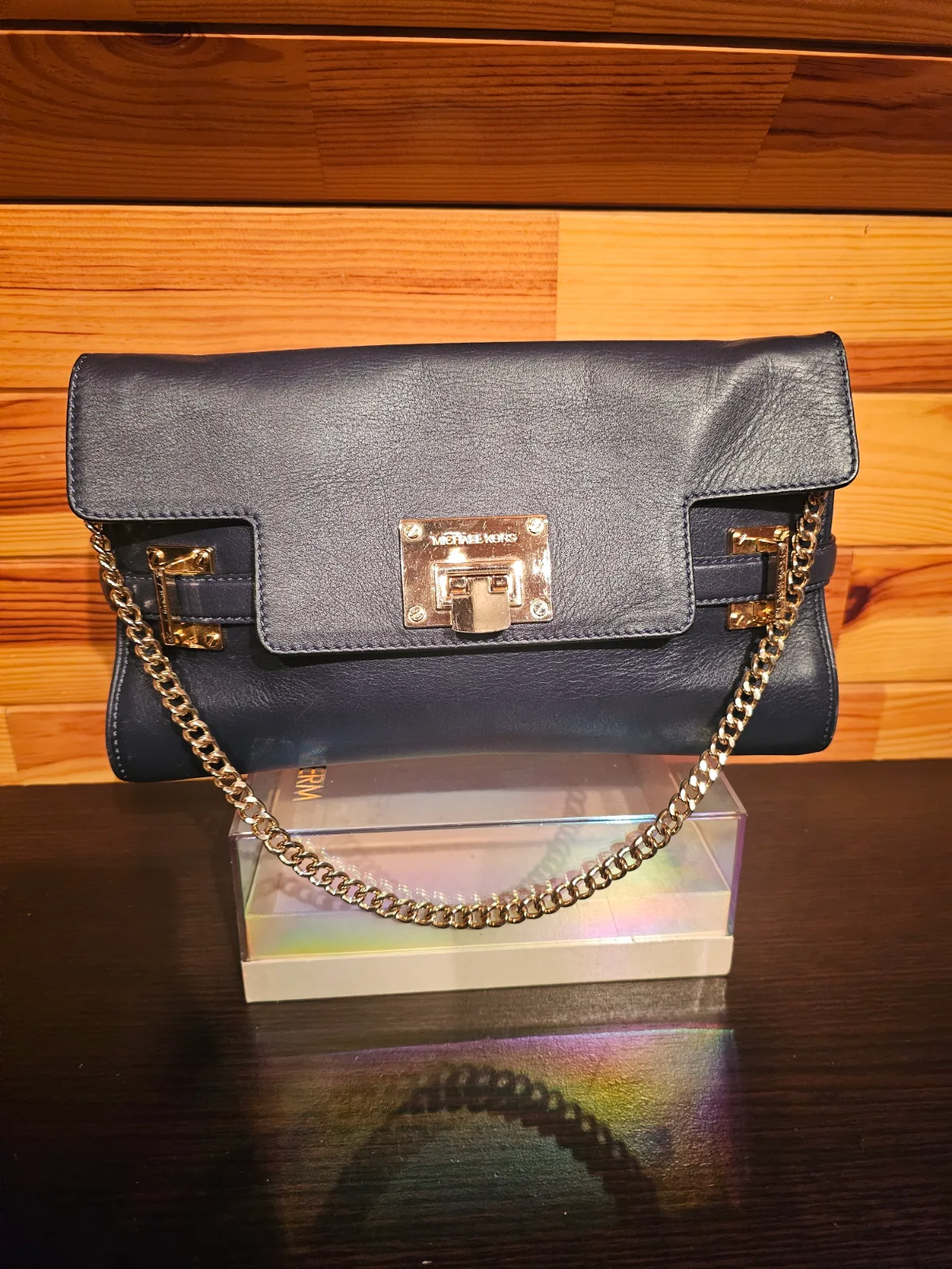 Pochette / Sac bandoulière en cuir Michael Kors bleu marine — vue 1