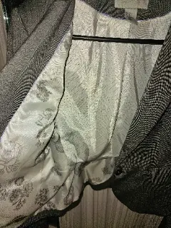 Veste blazer gris chiné H&M avec doublure fleurie - Taille 36 — H&M