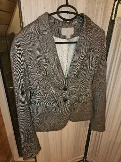 Veste blazer gris chiné H&M avec doublure fleurie - Taille 36 — H&M