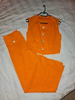 Ensemble vintage orange 2 pièces - Gilet sans manches et pantalon