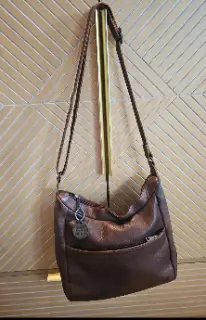 Sac bandoulière  en cuir Bear marron — Bear