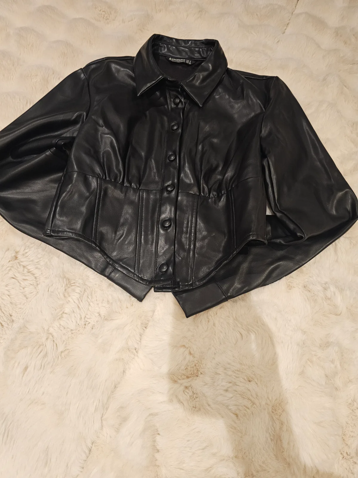 Chemise veste similicuir noir style corset Stradivarius – S — Stradivarius